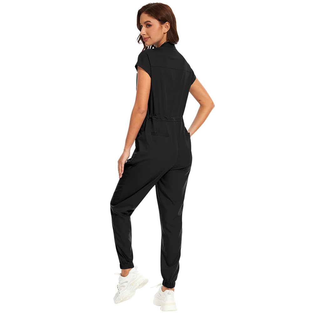 niaahinn Women's Stretch Scrub Jumpsuit - Medical Uniform with Pockets, Breathable Nurse Scrub Set for Hospital, Dental