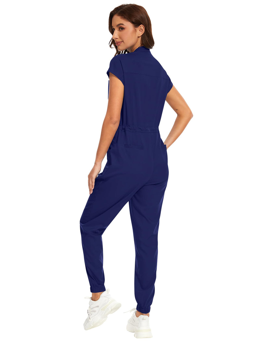 niaahinn Women's Stretch Scrub Jumpsuit - Medical Uniform with Pockets, Breathable Nurse Scrub Set for Hospital, Dental