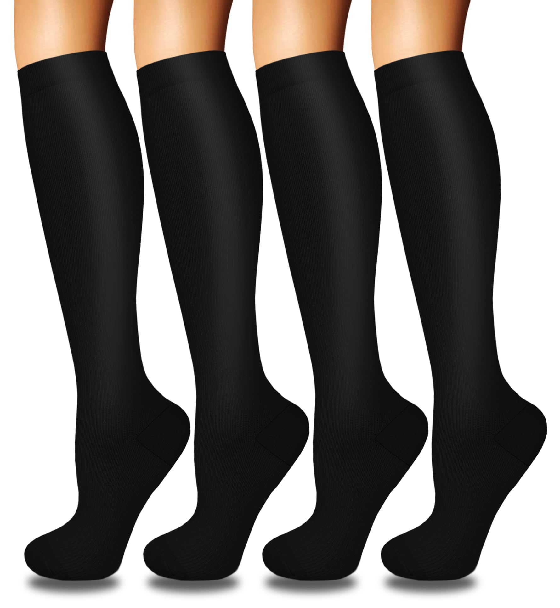 4 Pairs Compression Socks for Women Circulation-Best Support for Nurses,Running,Athletic,Travel