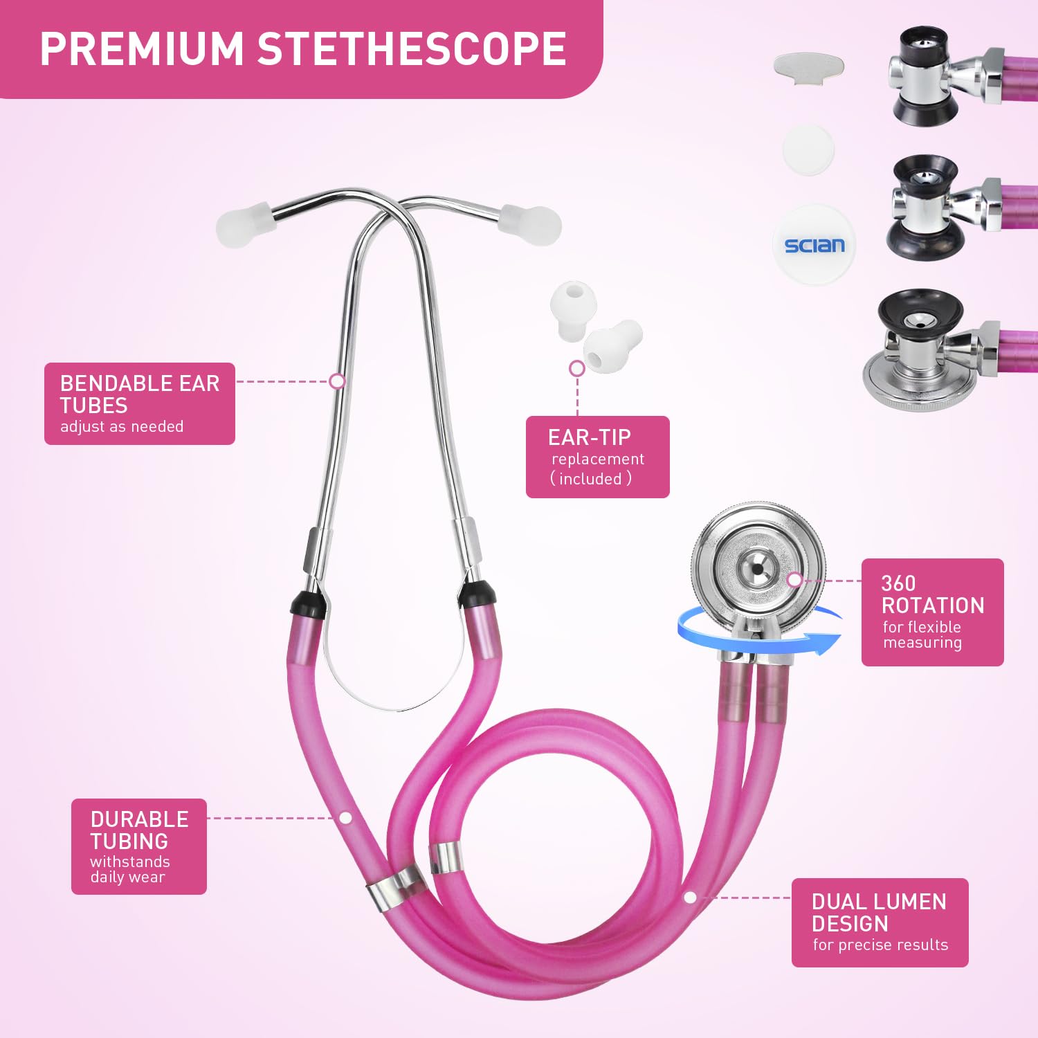 Scian 13 Pcs Stethoscope Case Kits, Supplies Inclued, Perfect Nurse Gift Stethoscope Holder for Nurse Medical Student, Pink Portable First Aid Kit Bag with Medical Scissor, Nurse Accessories for Work