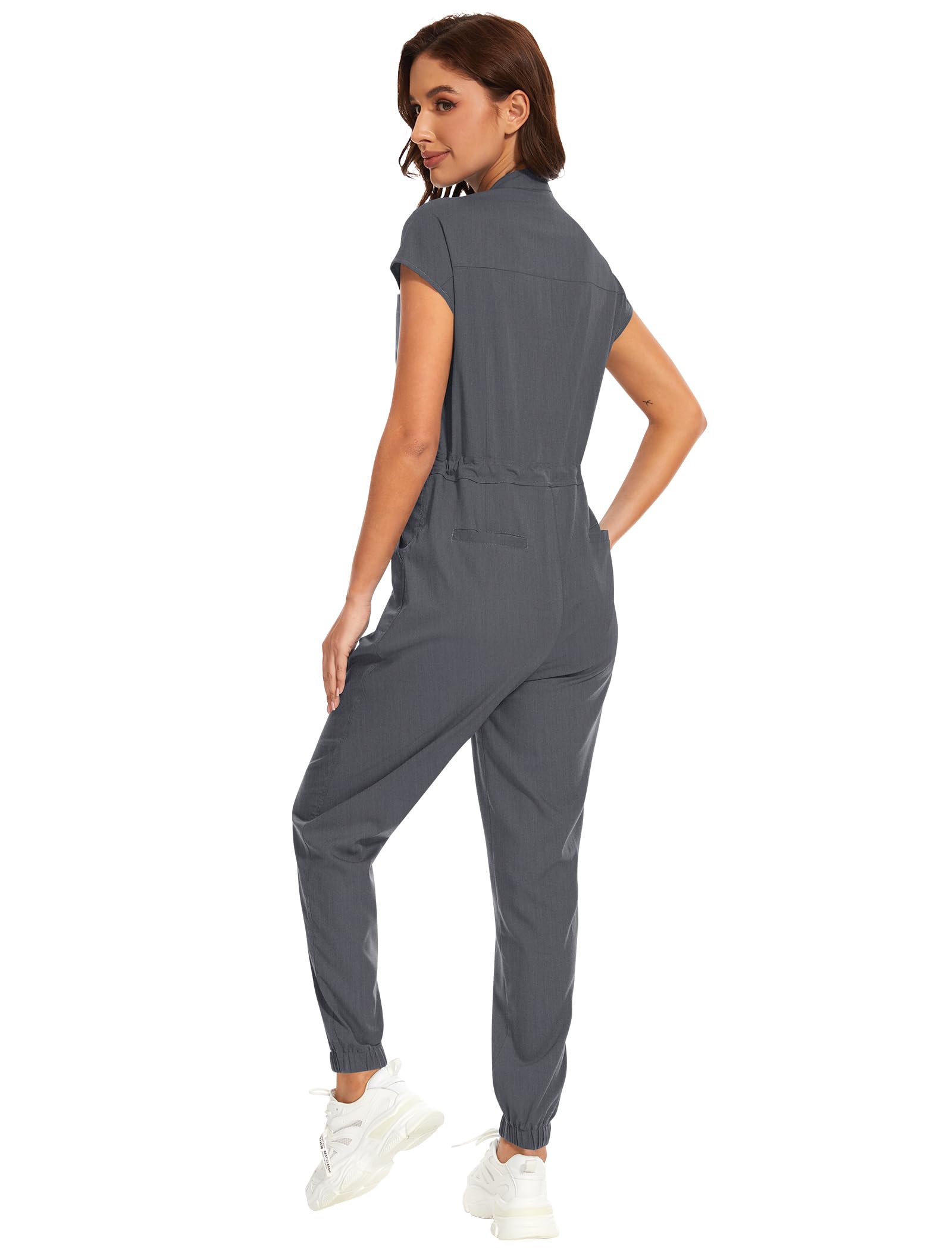 niaahinn Women's Stretch Scrub Jumpsuit - Medical Uniform with Pockets, Breathable Nurse Scrub Set for Hospital, Dental