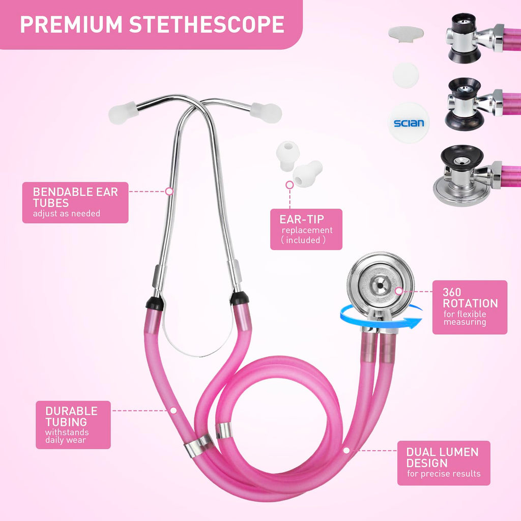 Scian 13 Pcs Stethoscope Case Kits, Supplies Inclued, Perfect Nurse Gift Stethoscope Holder for Nurse Medical Student, Pink Portable First Aid Kit Bag with Medical Scissor, Nurse Accessories for Work