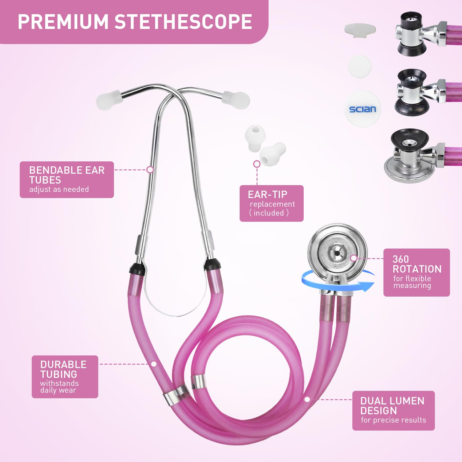 Scian 13 Pcs Stethoscope Case Kits, Supplies Inclued, Perfect Nurse Gift Stethoscope Holder for Nurse Medical Student, Pink Portable First Aid Kit Bag with Medical Scissor, Nurse Accessories for Work