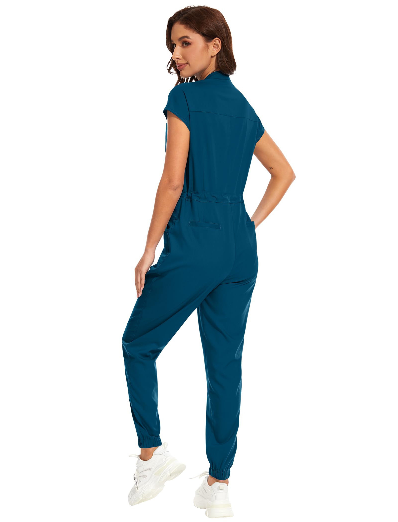 niaahinn Women's Stretch Scrub Jumpsuit - Medical Uniform with Pockets, Breathable Nurse Scrub Set for Hospital, Dental