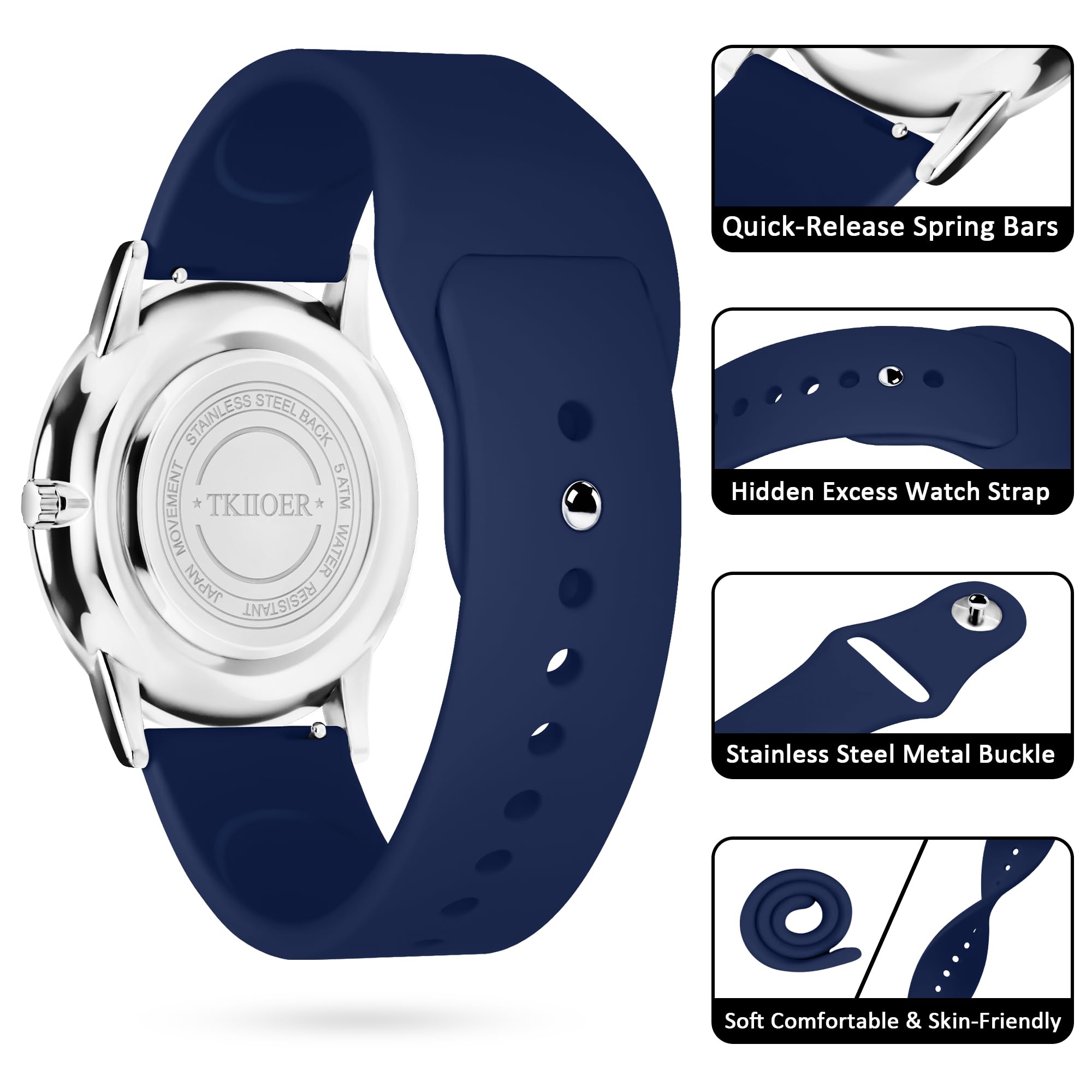 TKIIOER Nurse Watch for Nurse Medical Professionals Students Women Men, 50M Waterproof 12/24 Hour Military Time Luminous Easy Read Dial, Second Hand Watch for Nursing