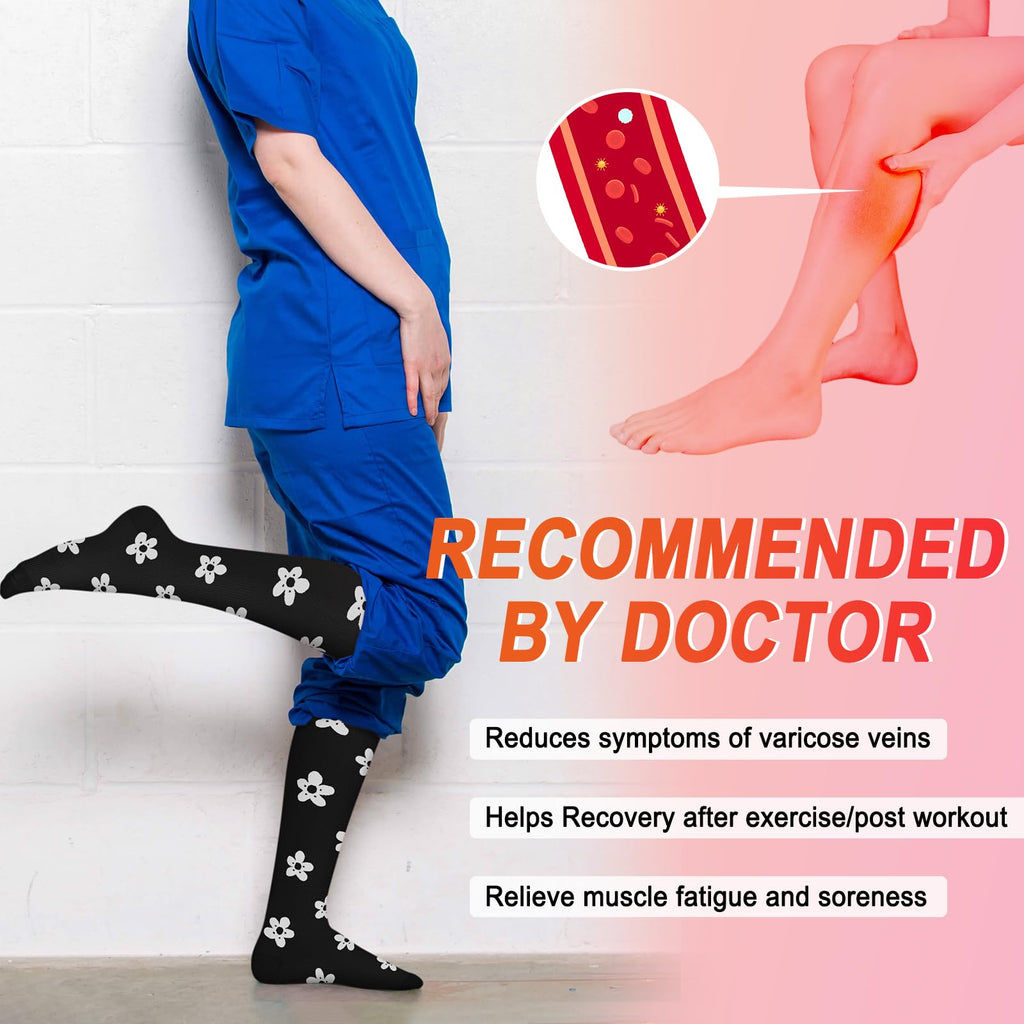 4 Pairs Compression Socks for Women Circulation-Best Support for Nurses,Running,Athletic,Travel