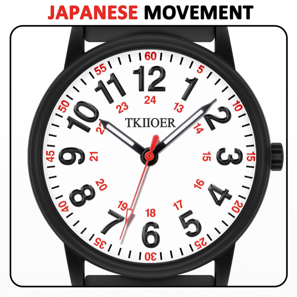 TKIIOER Nurse Watch for Nurse Medical Professionals Students Women Men, 50M Waterproof 12/24 Hour Military Time Luminous Easy Read Dial, Second Hand Watch for Nursing