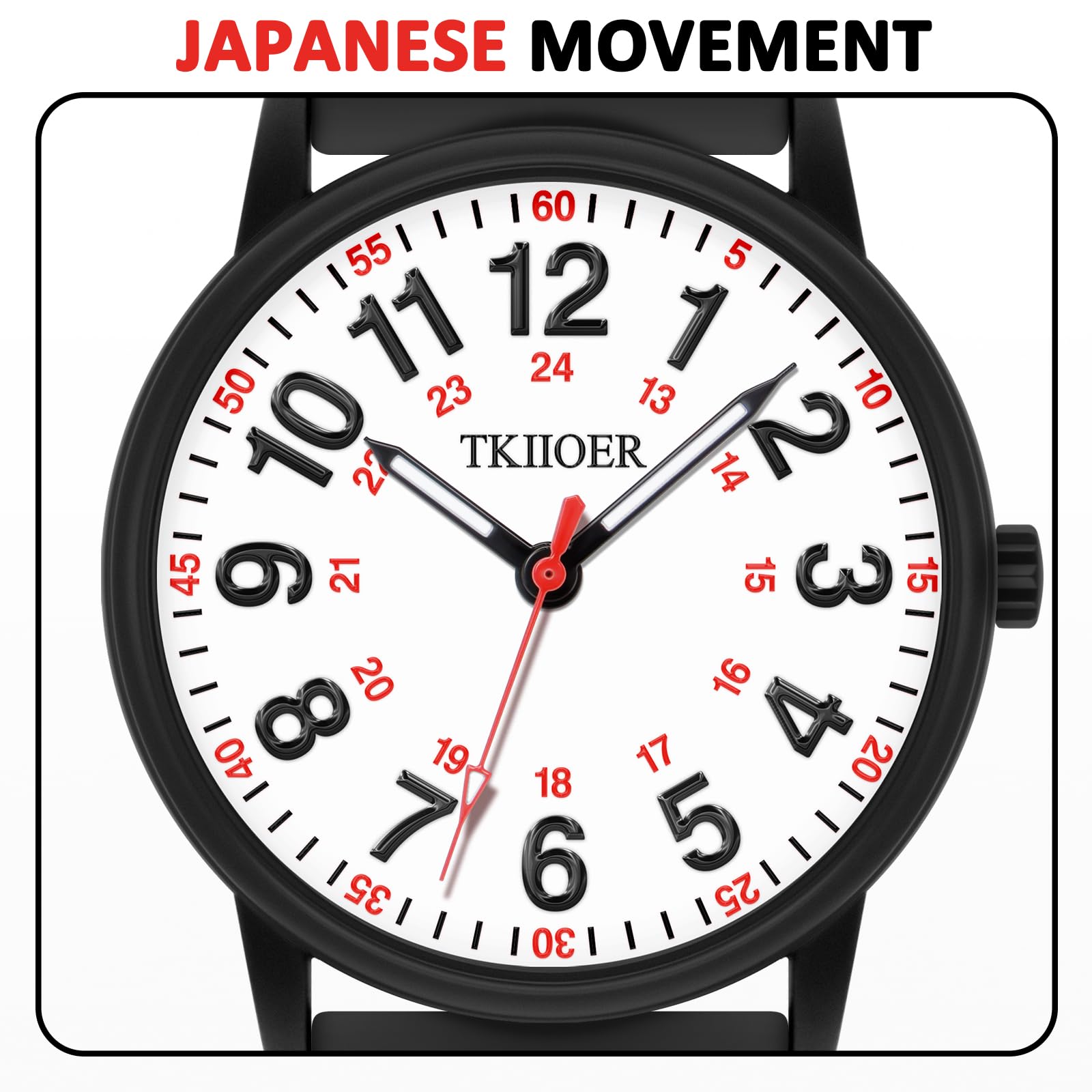 TKIIOER Nurse Watch for Nurse Medical Professionals Students Women Men, 50M Waterproof 12/24 Hour Military Time Luminous Easy Read Dial, Second Hand Watch for Nursing