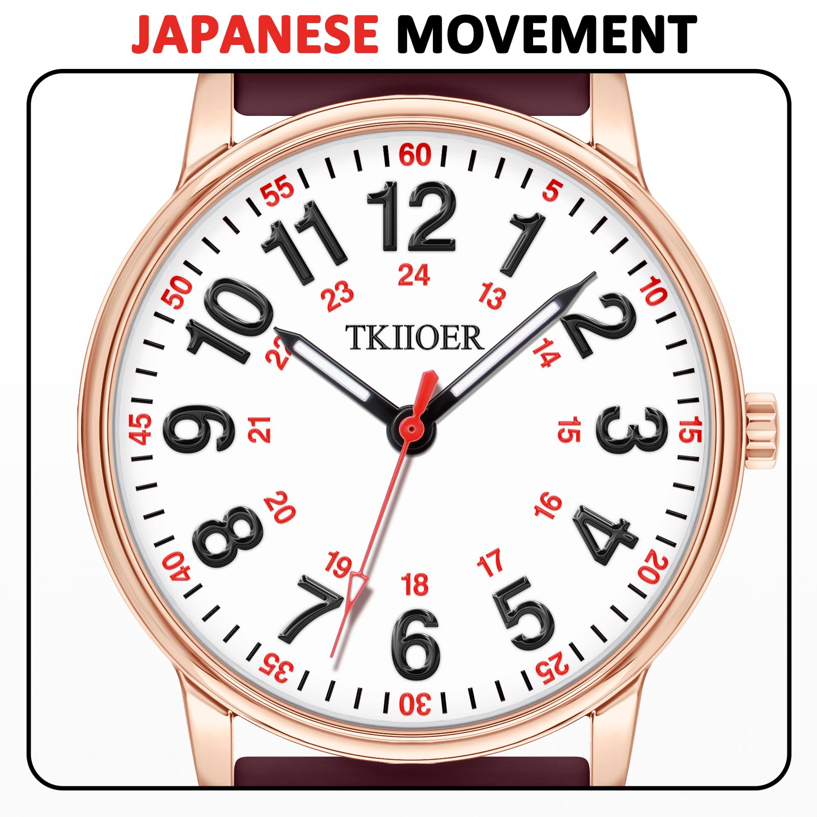 TKIIOER Nurse Watch for Nurse Medical Professionals Students Women Men, 50M Waterproof 12/24 Hour Military Time Luminous Easy Read Dial, Second Hand Watch for Nursing