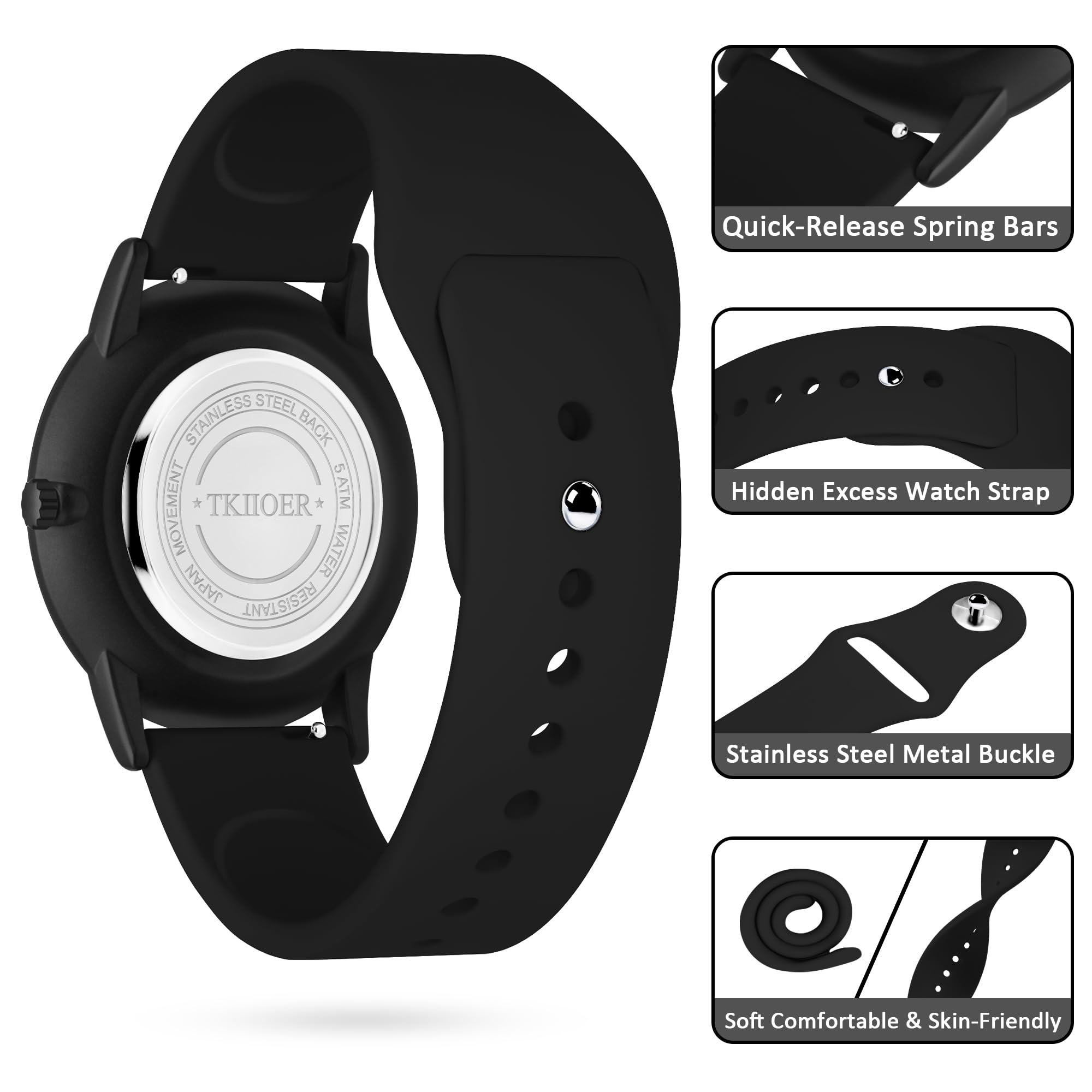 TKIIOER Nurse Watch for Nurse Medical Professionals Students Women Men, 50M Waterproof 12/24 Hour Military Time Luminous Easy Read Dial, Second Hand Watch for Nursing