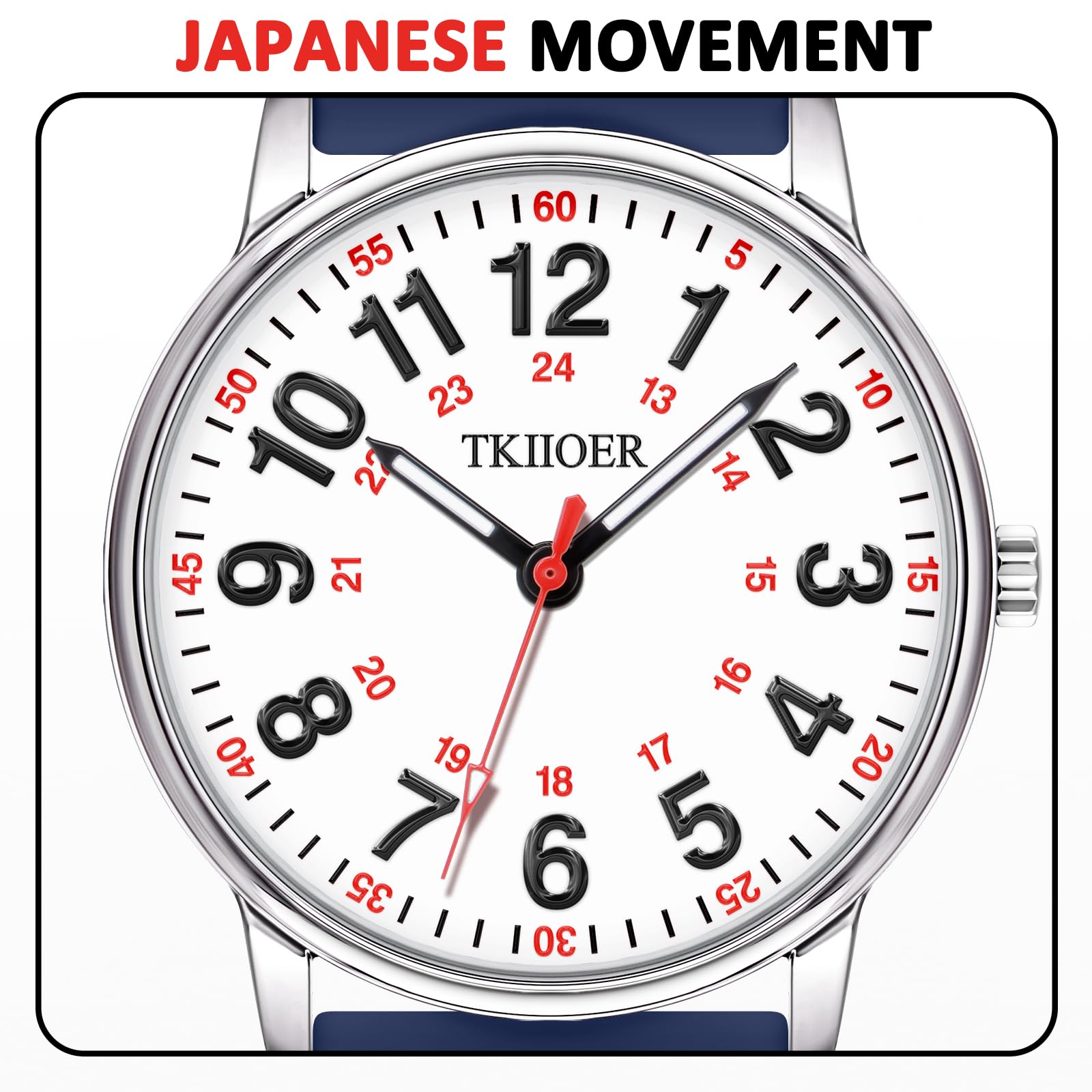 TKIIOER Nurse Watch for Nurse Medical Professionals Students Women Men, 50M Waterproof 12/24 Hour Military Time Luminous Easy Read Dial, Second Hand Watch for Nursing