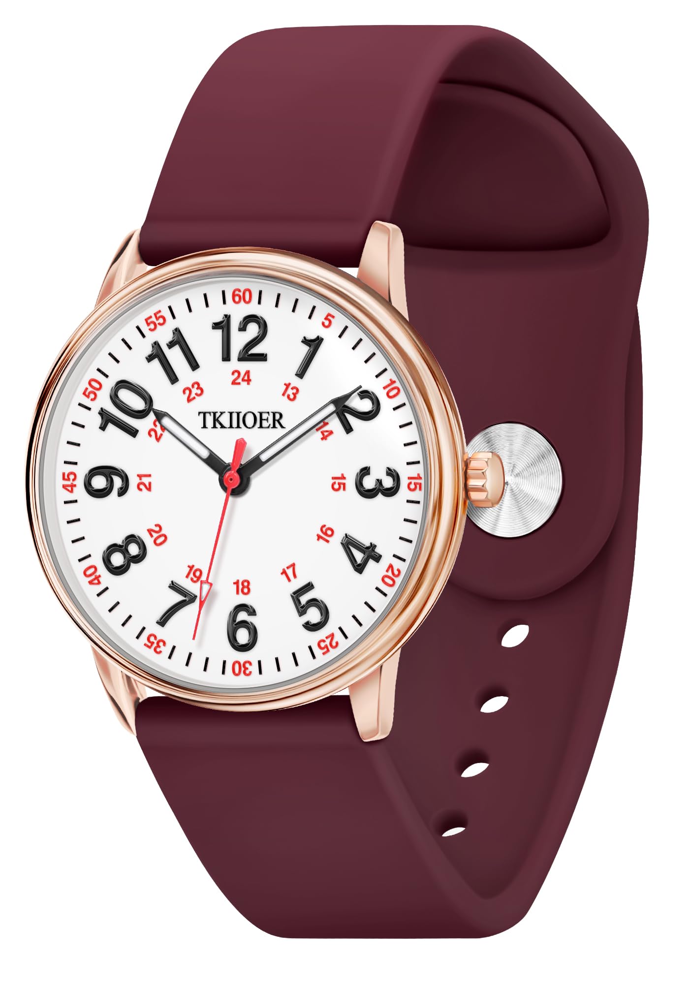 TKIIOER Nurse Watch for Nurse Medical Professionals Students Women Men, 50M Waterproof 12/24 Hour Military Time Luminous Easy Read Dial, Second Hand Watch for Nursing