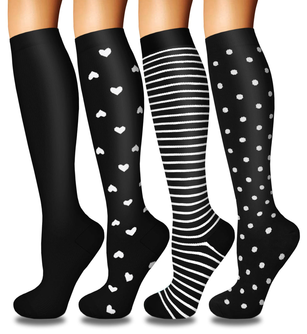 4 Pairs Compression Socks for Women Circulation-Best Support for Nurses,Running,Athletic,Travel