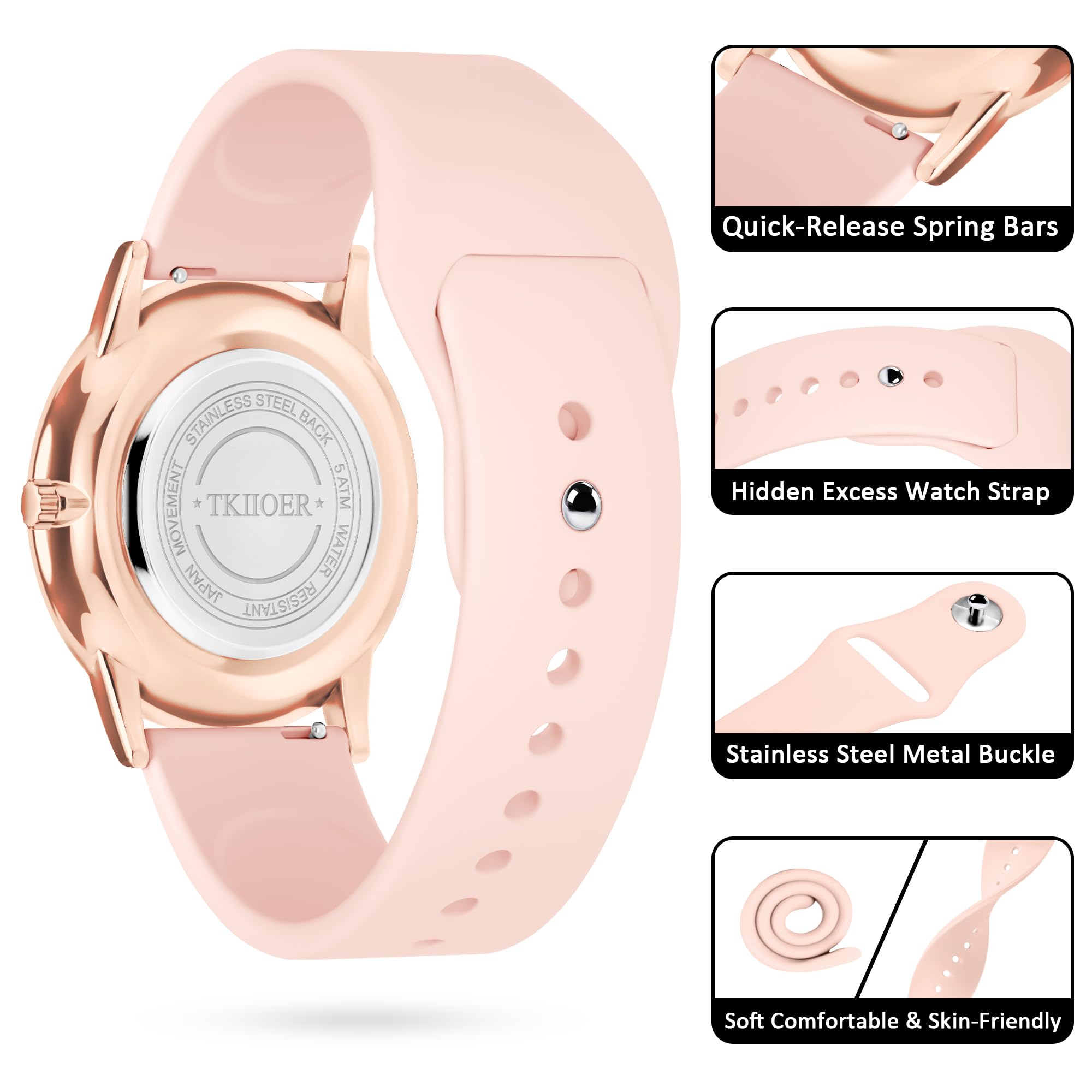 TKIIOER Nurse Watch for Nurse Medical Professionals Students Women Men, 50M Waterproof 12/24 Hour Military Time Luminous Easy Read Dial, Second Hand Watch for Nursing