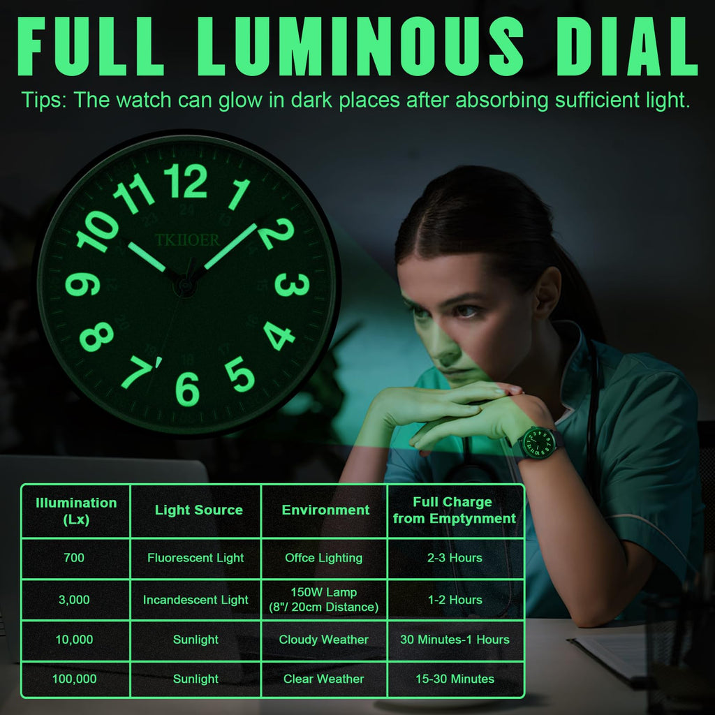 TKIIOER Nurse Watch for Nurse Medical Professionals Students Women Men, 50M Waterproof 12/24 Hour Military Time Luminous Easy Read Dial, Second Hand Watch for Nursing