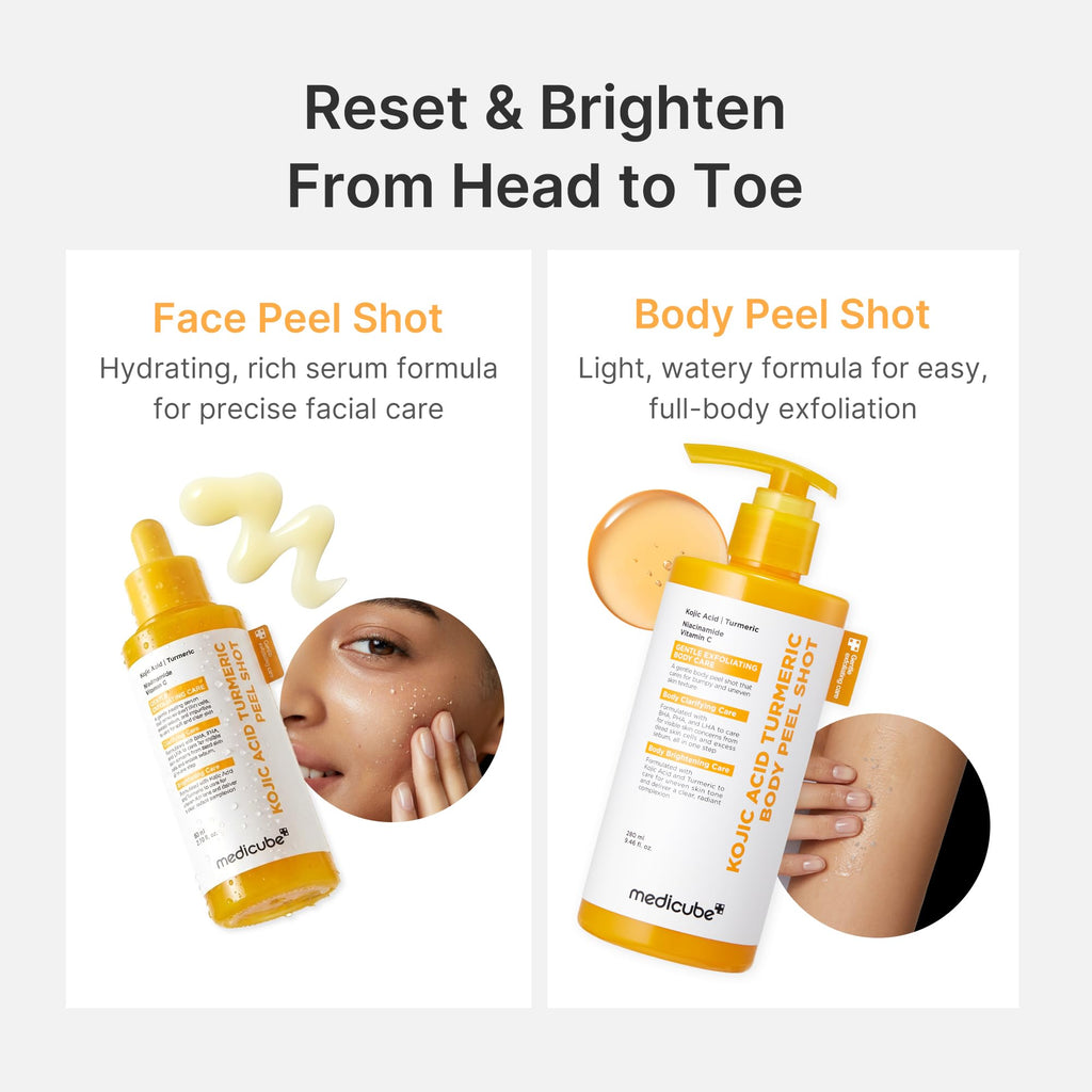 medicube Peel Shot with Kojic Acid Turmeric | Reset in One Step | Gentle Exfoliating Serum with BHA, LHA, PHA for Dead Skin Cells, Blackheads, Excess Sebum | For Dull, Rough, Troubled Skin | 2.7 fl.oz