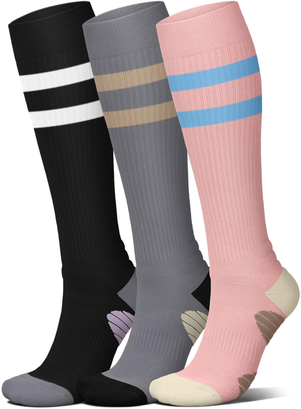 4 Pairs Compression Socks for Women Circulation-Best Support for Nurses,Running,Athletic,Travel
