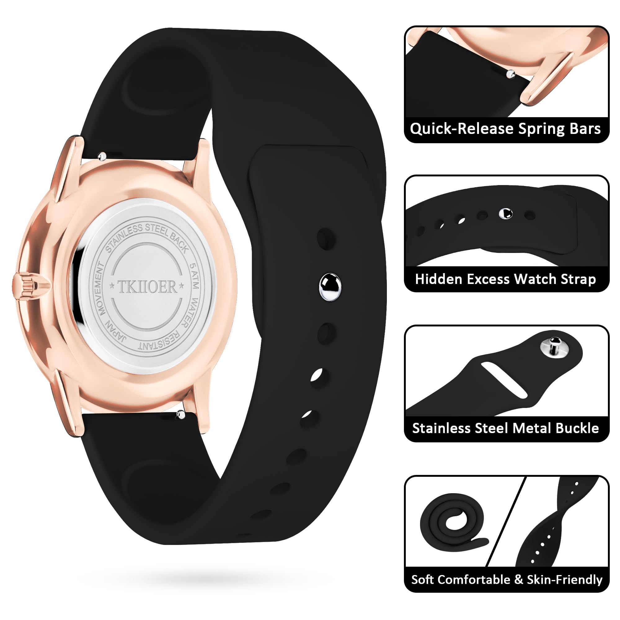 TKIIOER Nurse Watch for Nurse Medical Professionals Students Women Men, 50M Waterproof 12/24 Hour Military Time Luminous Easy Read Dial, Second Hand Watch for Nursing