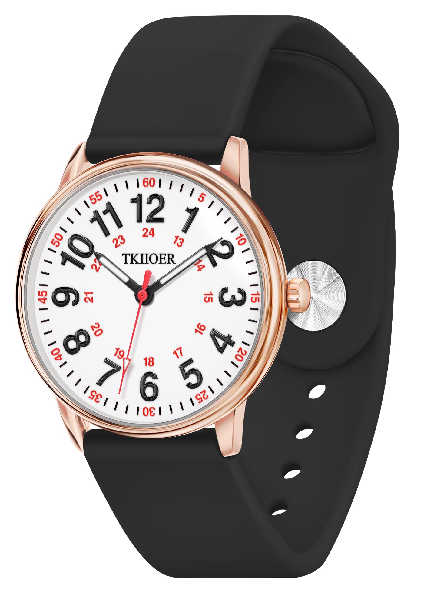 TKIIOER Nurse Watch for Nurse Medical Professionals Students Women Men, 50M Waterproof 12/24 Hour Military Time Luminous Easy Read Dial, Second Hand Watch for Nursing