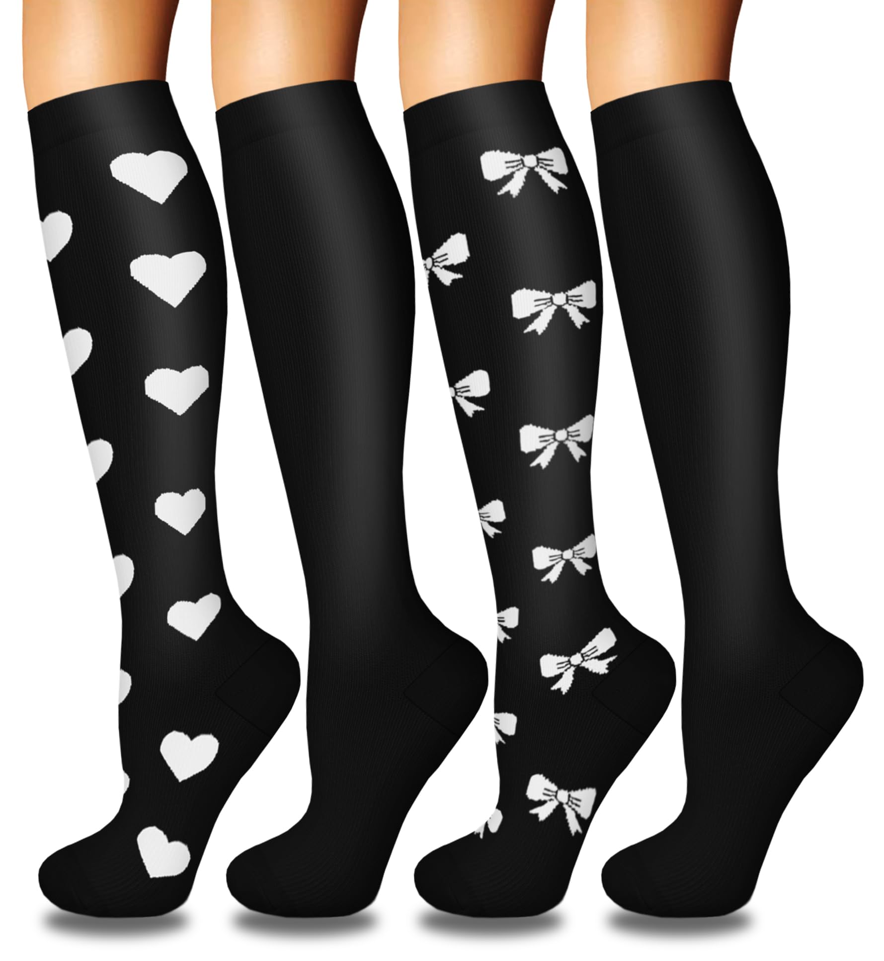 4 Pairs Compression Socks for Women Circulation-Best Support for Nurses,Running,Athletic,Travel