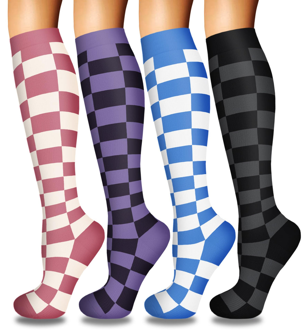 4 Pairs Compression Socks for Women Circulation-Best Support for Nurses,Running,Athletic,Travel
