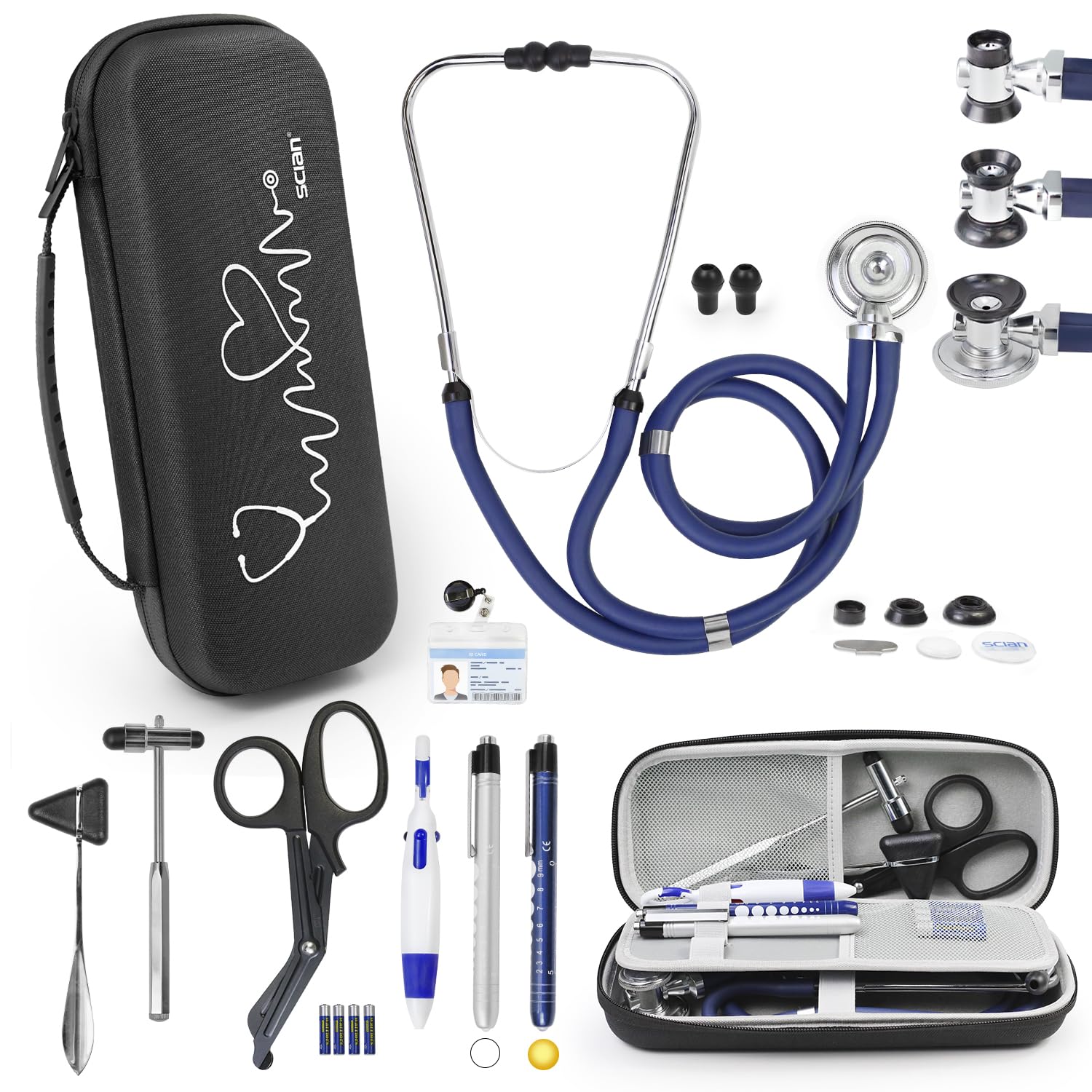 Scian 13 Pcs Stethoscope Case Kits, Supplies Inclued, Perfect Nurse Gift Stethoscope Holder for Nurse Medical Student, Pink Portable First Aid Kit Bag with Medical Scissor, Nurse Accessories for Work