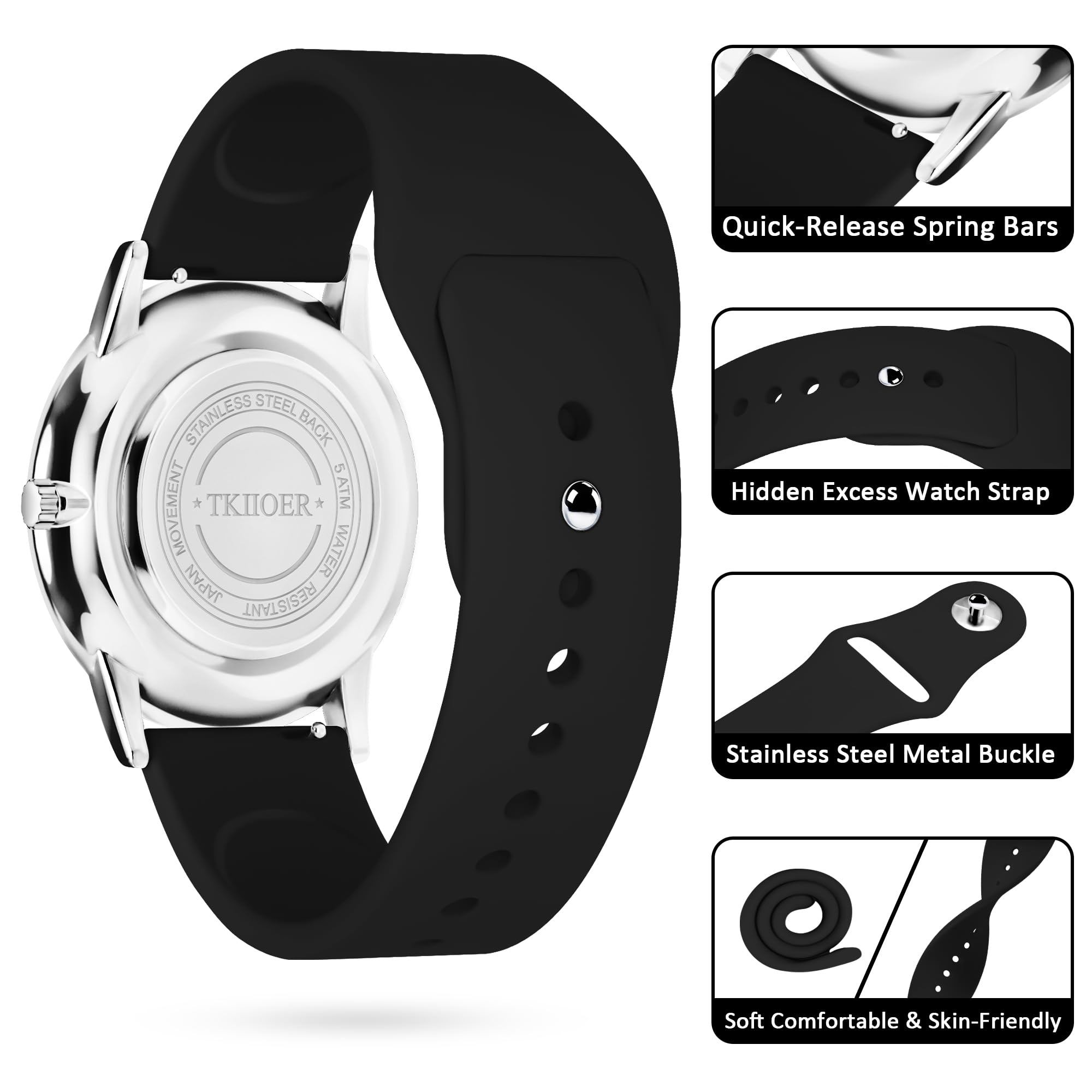 TKIIOER Nurse Watch for Nurse Medical Professionals Students Women Men, 50M Waterproof 12/24 Hour Military Time Luminous Easy Read Dial, Second Hand Watch for Nursing