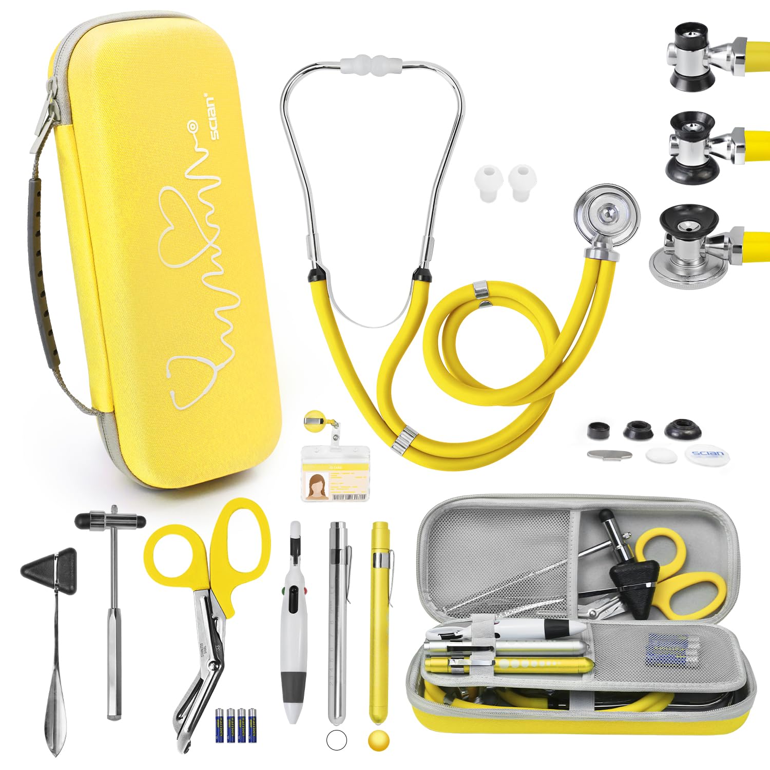 Scian 13 Pcs Stethoscope Case Kits, Supplies Inclued, Perfect Nurse Gift Stethoscope Holder for Nurse Medical Student, Pink Portable First Aid Kit Bag with Medical Scissor, Nurse Accessories for Work