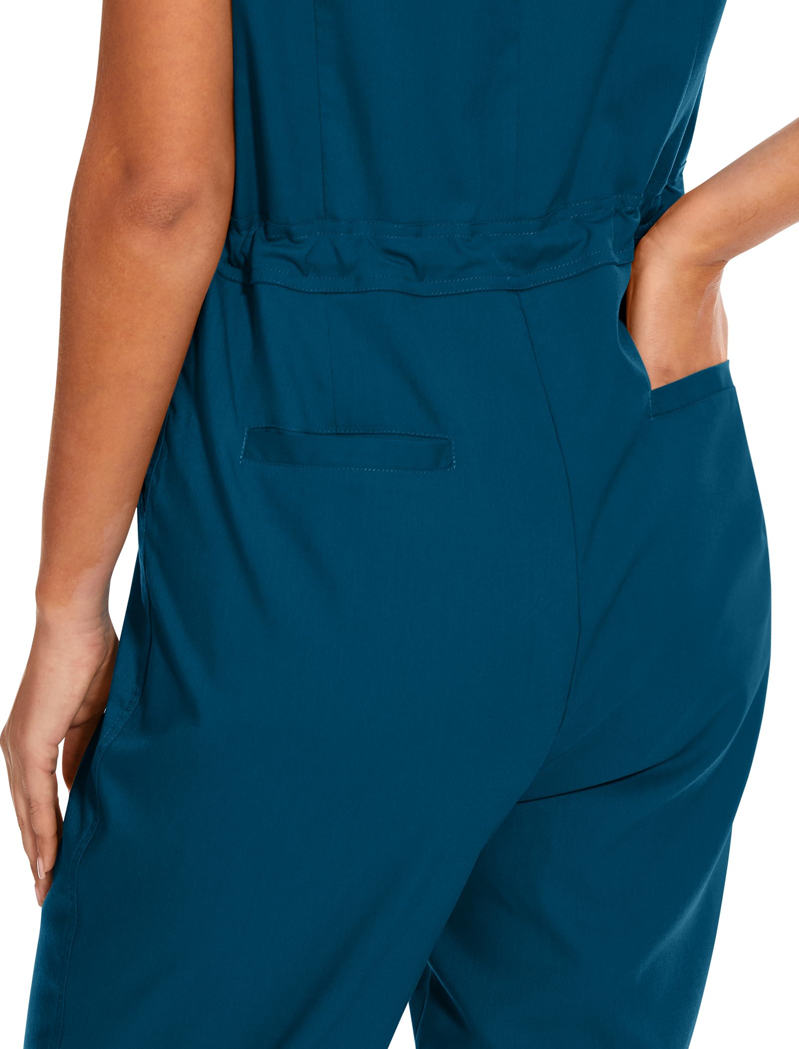 niaahinn Women's Stretch Scrub Jumpsuit - Medical Uniform with Pockets, Breathable Nurse Scrub Set for Hospital, Dental