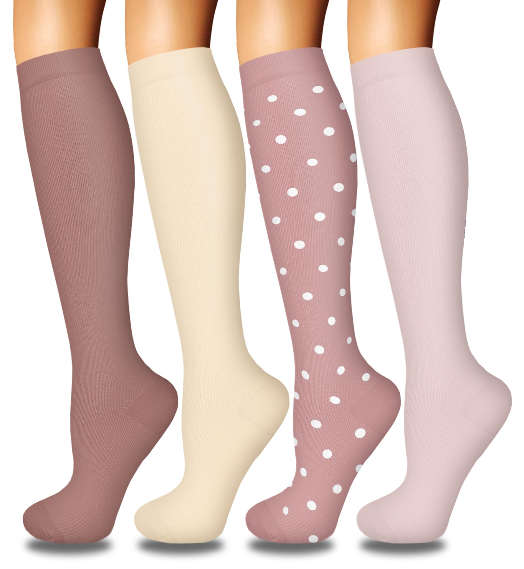 4 Pairs Compression Socks for Women Circulation-Best Support for Nurses,Running,Athletic,Travel