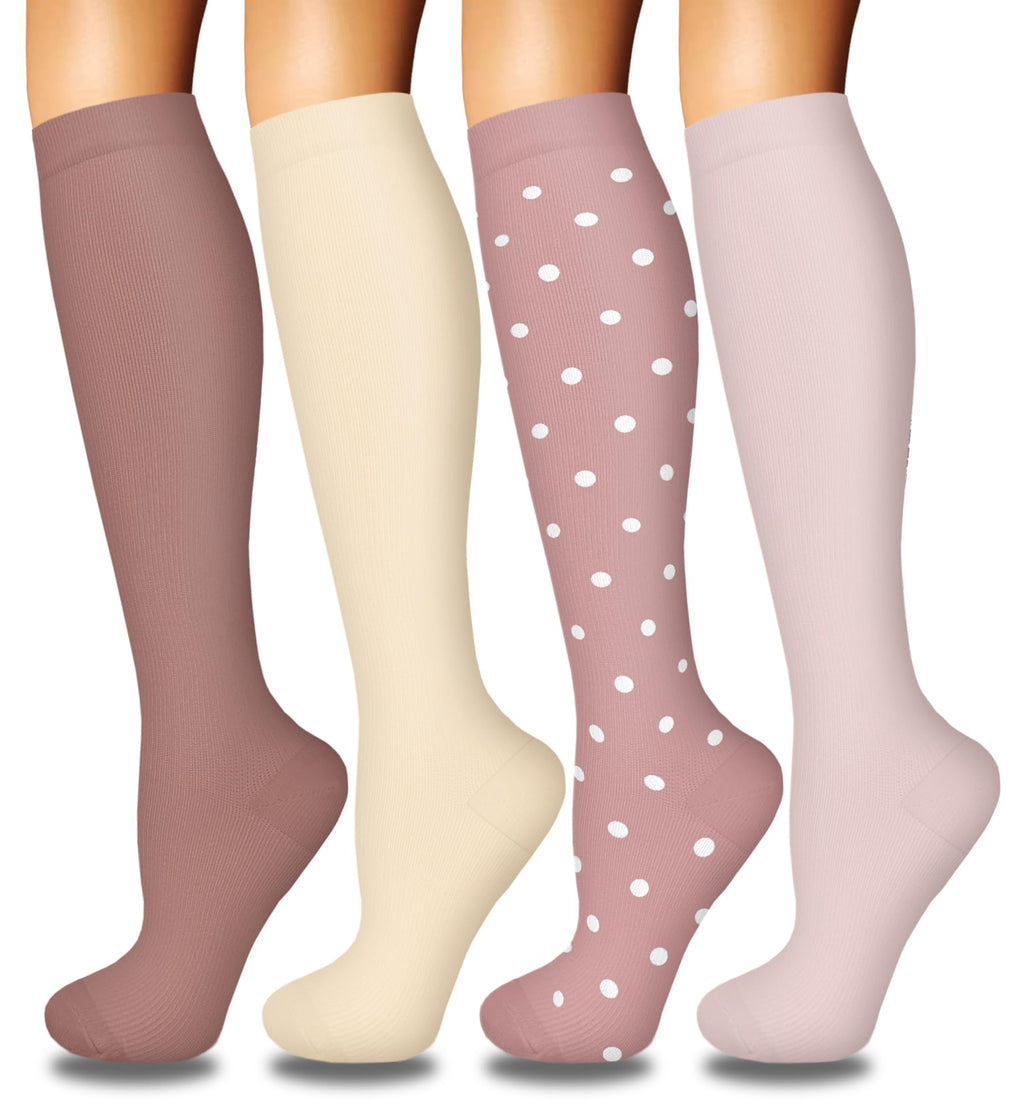 4 Pairs Compression Socks for Women Circulation-Best Support for Nurses,Running,Athletic,Travel