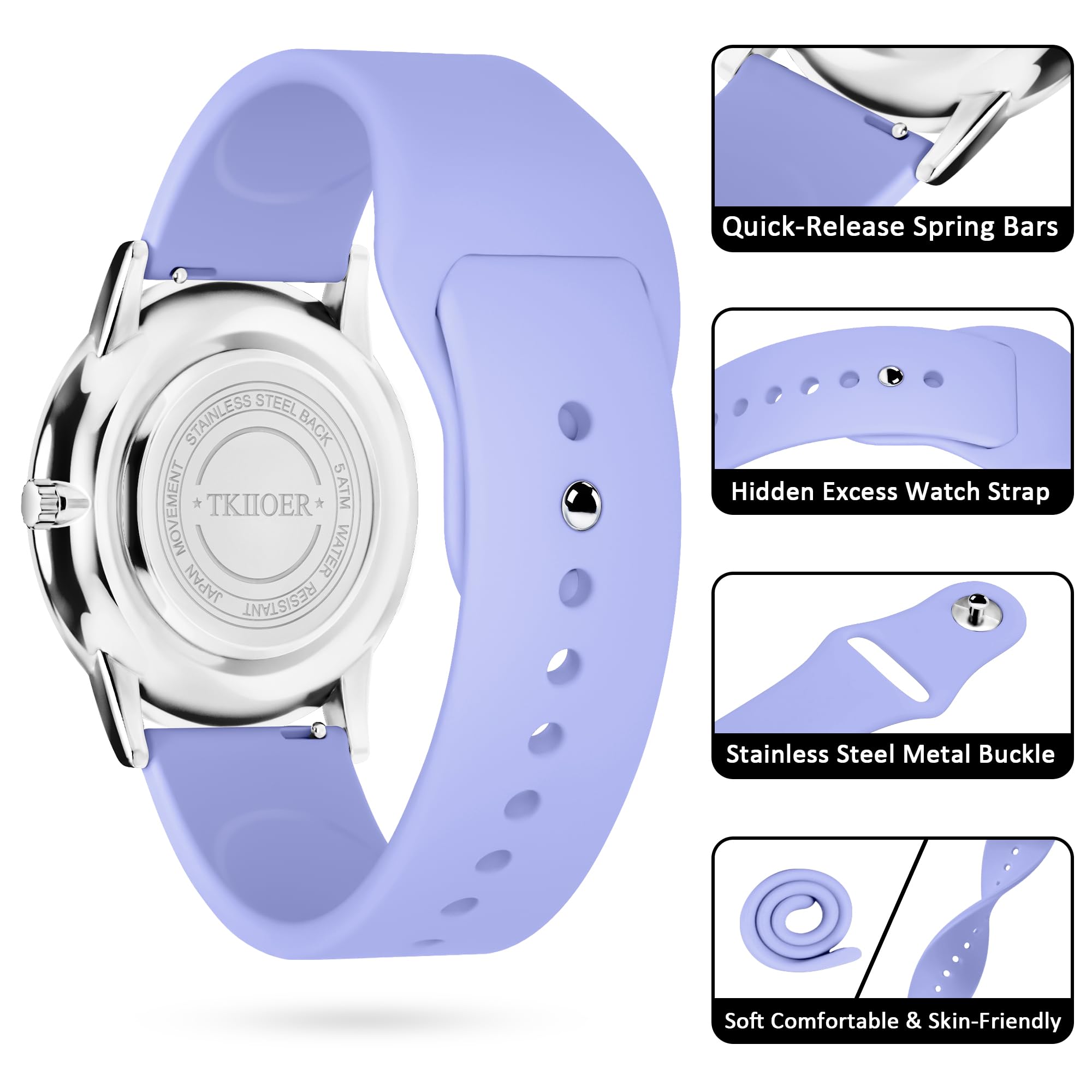 TKIIOER Nurse Watch for Nurse Medical Professionals Students Women Men, 50M Waterproof 12/24 Hour Military Time Luminous Easy Read Dial, Second Hand Watch for Nursing