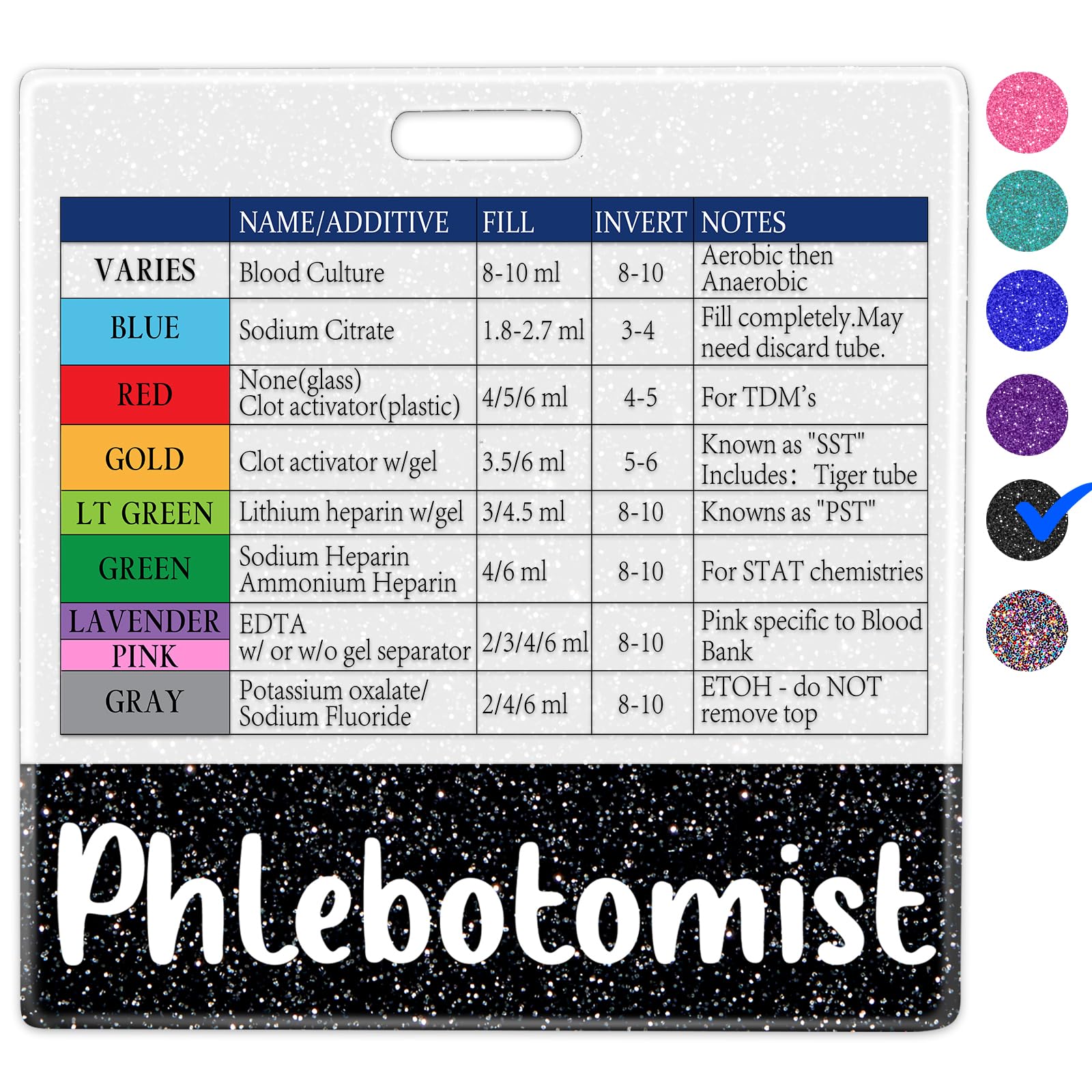 Plifal Medical Assistant Phlebotomist Badge Buddy with Order of Blood Draw Reference Card - Phlebotomy MA Nurse Essentials Accessories for Hospital, Colors Horizontal Flash Card Cheat Sheet