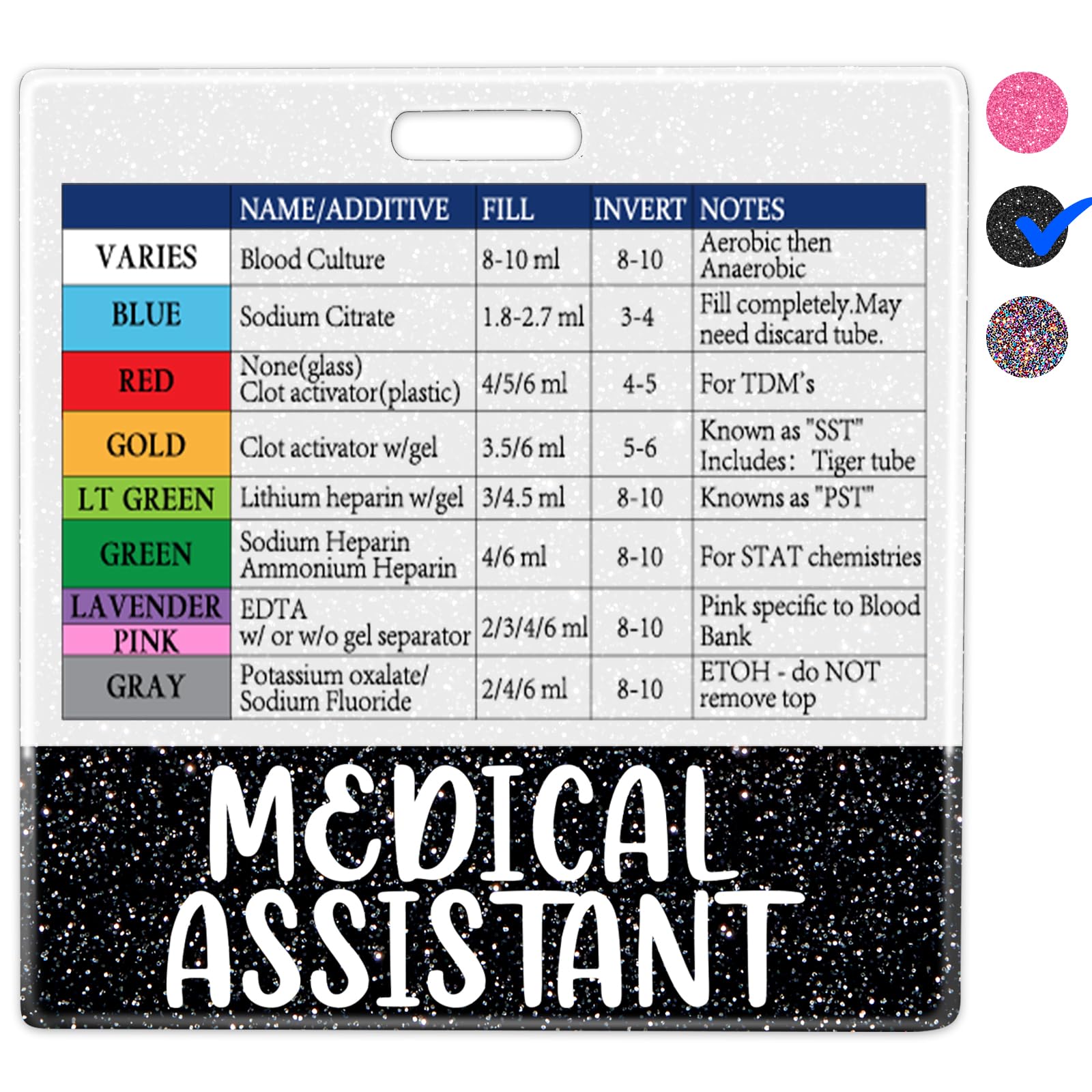 Plifal Medical Assistant Phlebotomist Badge Buddy with Order of Blood Draw Reference Card - Phlebotomy MA Nurse Essentials Accessories for Hospital, Colors Horizontal Flash Card Cheat Sheet