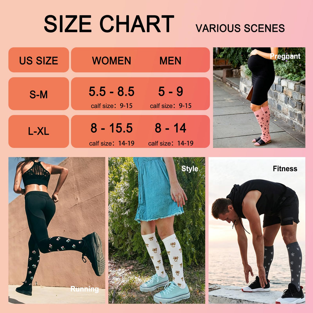 4 Pairs Compression Socks for Women Circulation-Best Support for Nurses,Running,Athletic,Travel