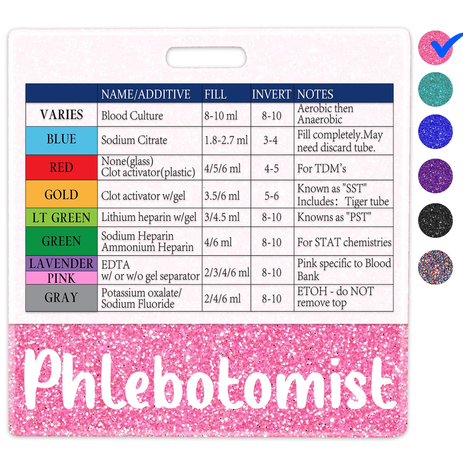Plifal Medical Assistant Phlebotomist Badge Buddy with Order of Blood Draw Reference Card - Phlebotomy MA Nurse Essentials Accessories for Hospital, Colors Horizontal Flash Card Cheat Sheet