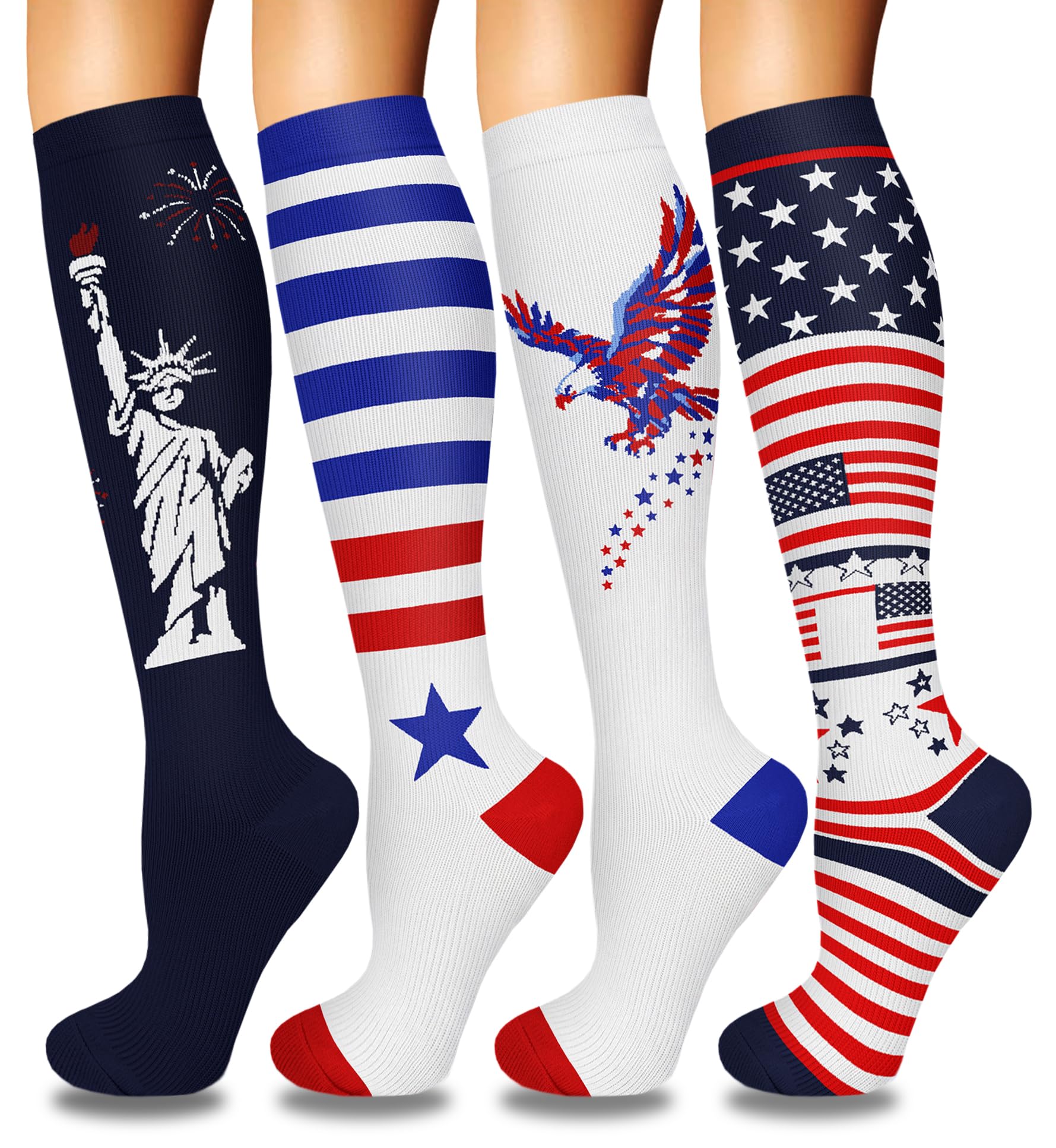 4 Pairs Compression Socks for Women Circulation-Best Support for Nurses,Running,Athletic,Travel