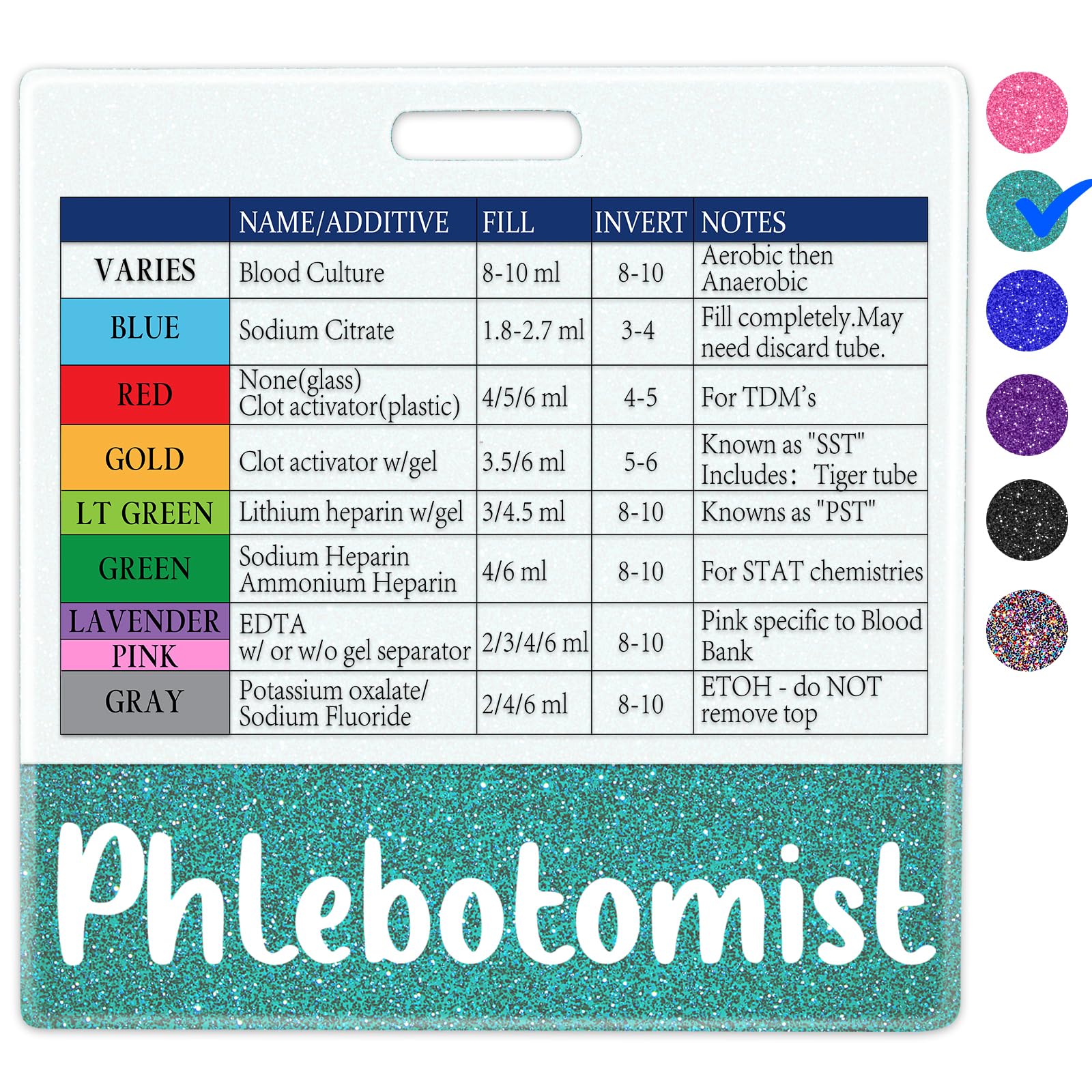 Plifal Medical Assistant Phlebotomist Badge Buddy with Order of Blood Draw Reference Card - Phlebotomy MA Nurse Essentials Accessories for Hospital, Colors Horizontal Flash Card Cheat Sheet