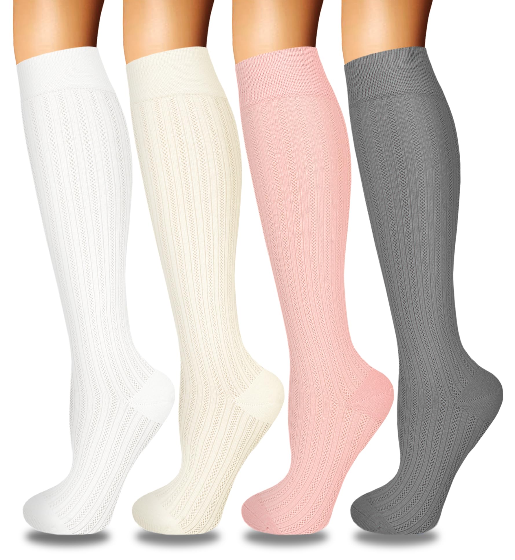 4 Pairs Compression Socks for Women Circulation-Best Support for Nurses,Running,Athletic,Travel