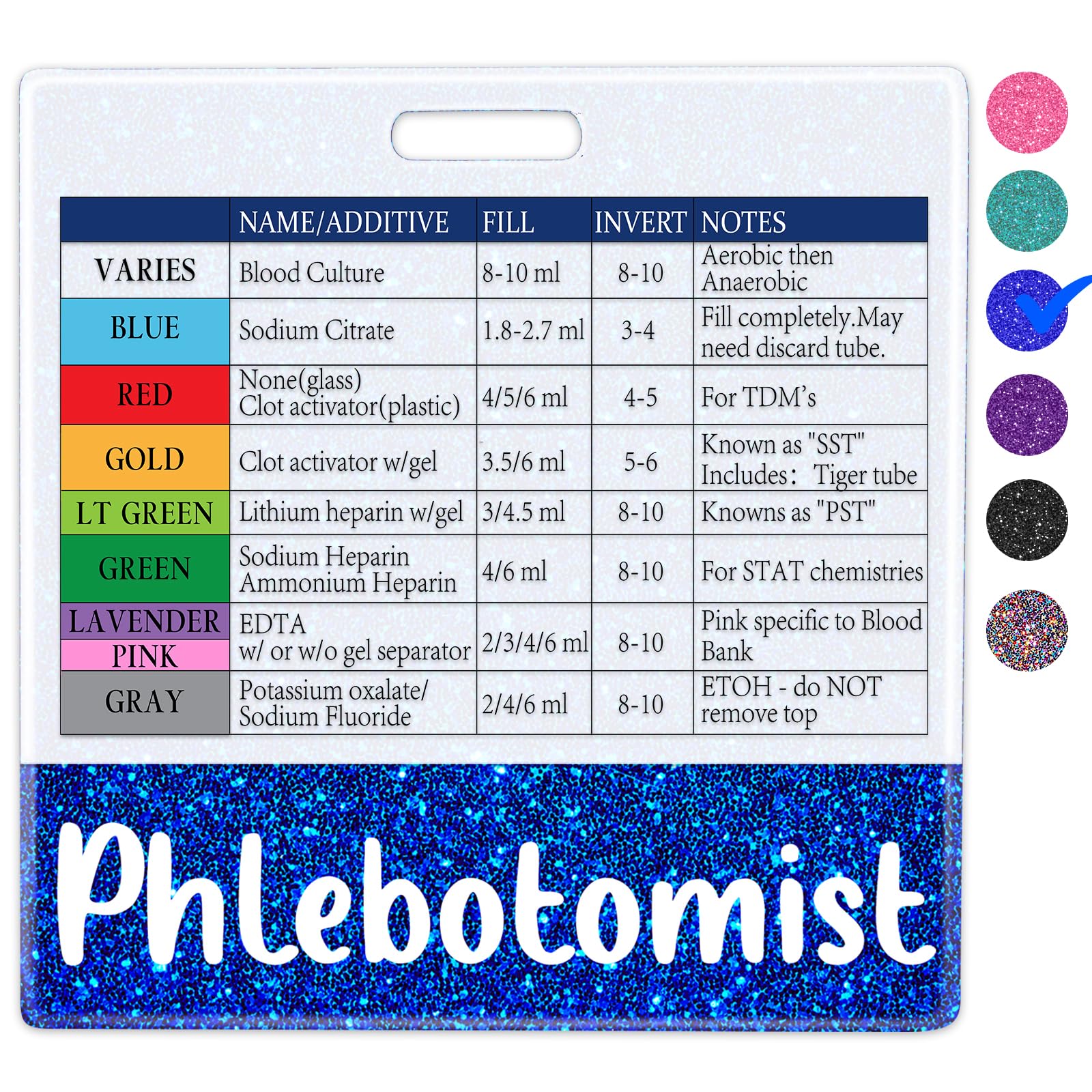 Plifal Medical Assistant Phlebotomist Badge Buddy with Order of Blood Draw Reference Card - Phlebotomy MA Nurse Essentials Accessories for Hospital, Colors Horizontal Flash Card Cheat Sheet