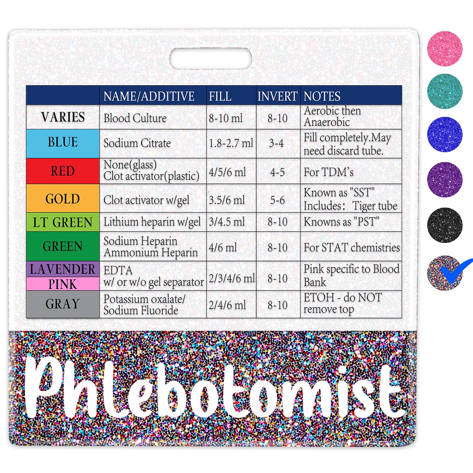 Plifal Medical Assistant Phlebotomist Badge Buddy with Order of Blood Draw Reference Card - Phlebotomy MA Nurse Essentials Accessories for Hospital, Colors Horizontal Flash Card Cheat Sheet